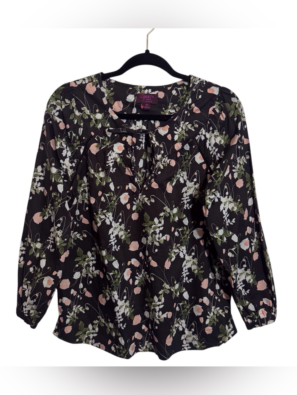 J. Crew Liberty London Art Fabrics X-Small Floral Blouse Top Boho Cotton Lattice